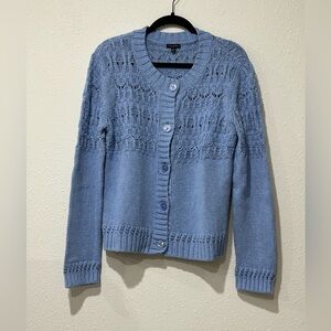 Talbots 100% cotton POINTELLE STITCH CARDIGAN